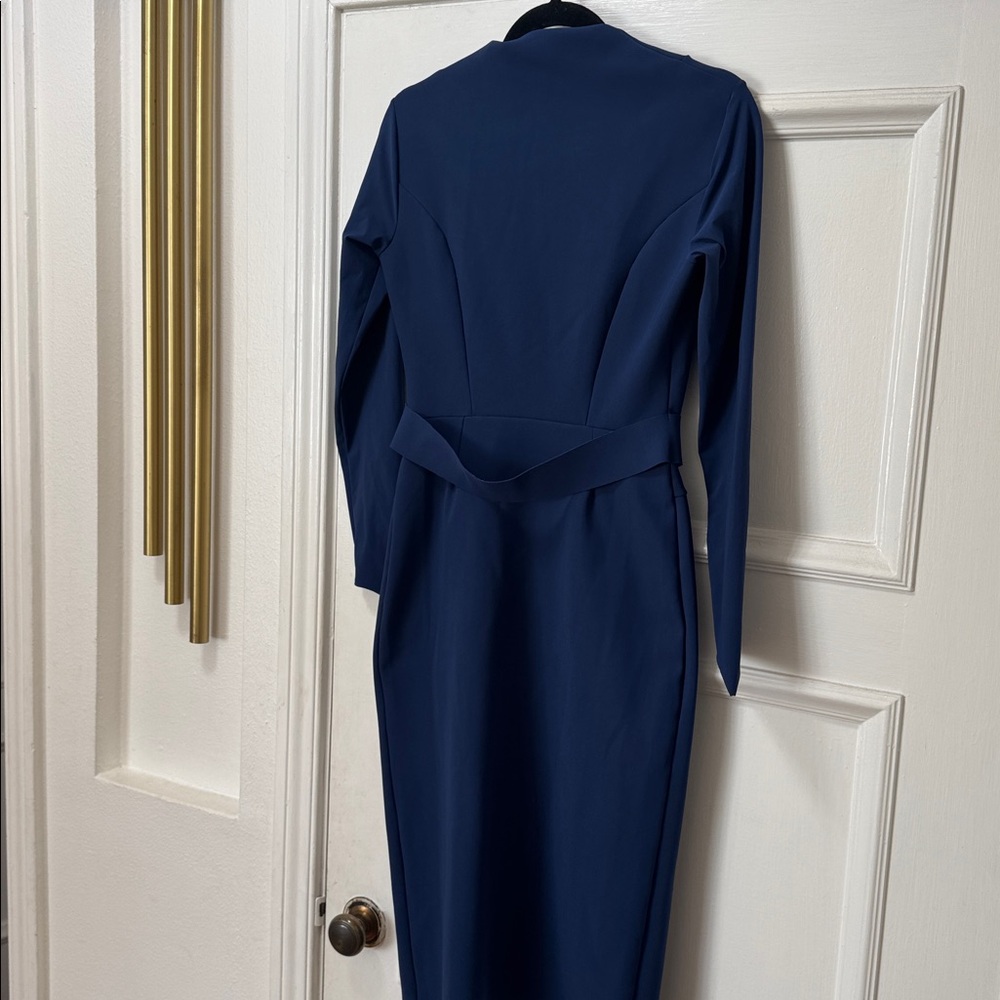 Chiara Boni Le Petite Robe Evalda Long Sleeve Fossil Dress in Navy Blue 44 - Picture 9 of 9